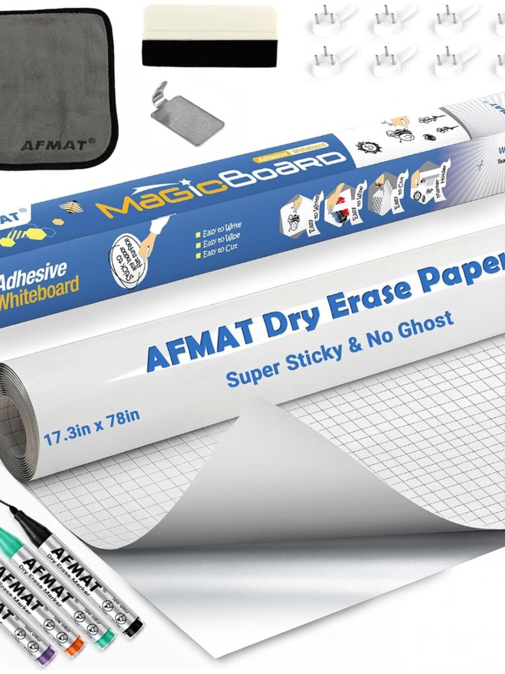 White Board Sticker, Dry Eraser Paper for Wall, Upgrade PET-No Ghost, 1.45 x 11